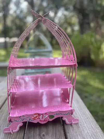 food stands rentals | The Tea Party Company shabby chic hot pink 3 tiered cardboard food stand