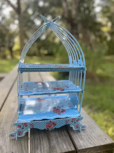 food stands rentals | The Tea Party Company shabby chic blue 3 tiered cardboard food stand