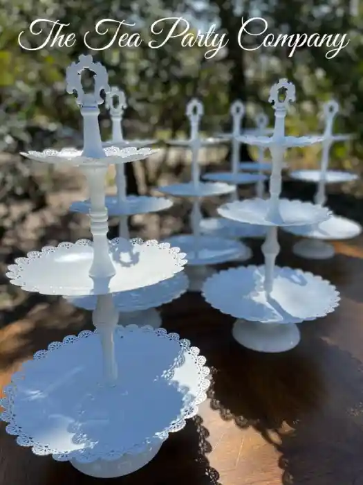 Modern Set Up Afternoon Tea Party (1) Modern Styled Afternoon Tea Party White Food Stands