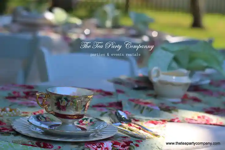 Vintage Floral Teacup Tea Party Table Setting Vintage floral teacup and elegant