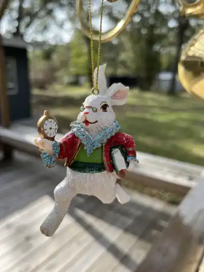 alice in wonderland theme party | The Tea Party Company White rabbit figurine ornament.