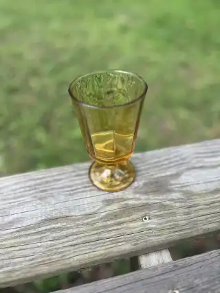 glassware rentals | The Tea Party Company amber color water goblet vintage