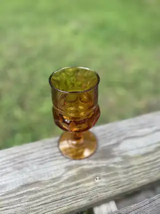 glassware rentals | The Tea Party Company amber color water goblet vintage