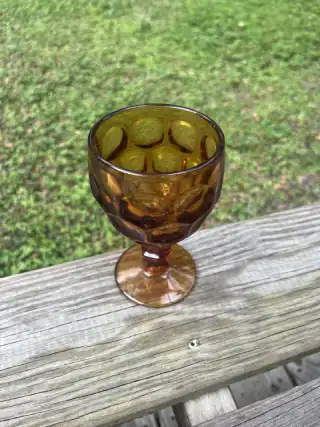 glassware rentals | The Tea Party Company amber color water goblet vintage