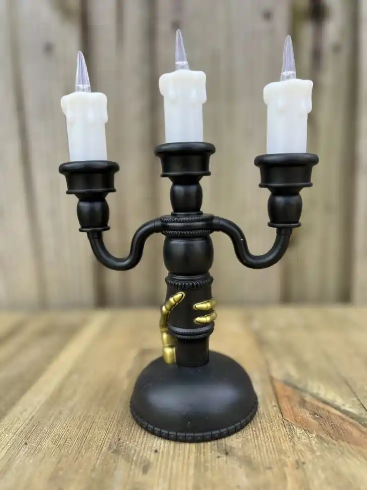 3 arms candelabra black plastic