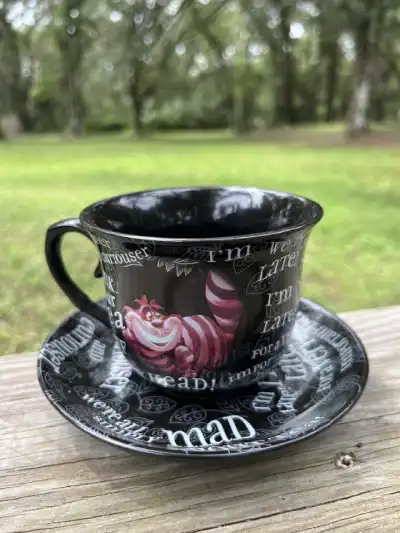 alice in wonderland theme party | The Tea Party Company Disney Parks Alice in Wonderland Mad Hatter Tea Party Black Teacup and Saucer Set.
