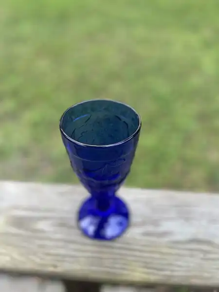 glassware rentals | The Tea Party Company cobalt blue vintage water goblet