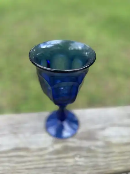 glassware rentals | The Tea Party Company cobalt blue vintage water goblet