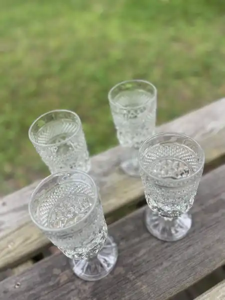 glassware rentals | The Tea Party Company glassware collection clear glass goblets the tea party company 2