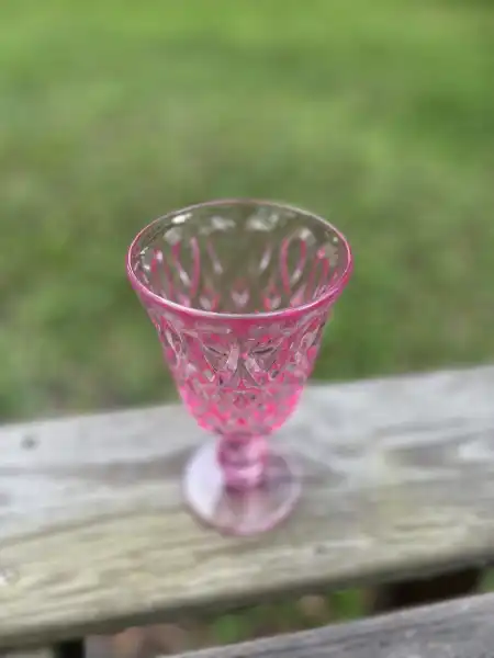glassware rentals | The Tea Party Company hot pink water goblet