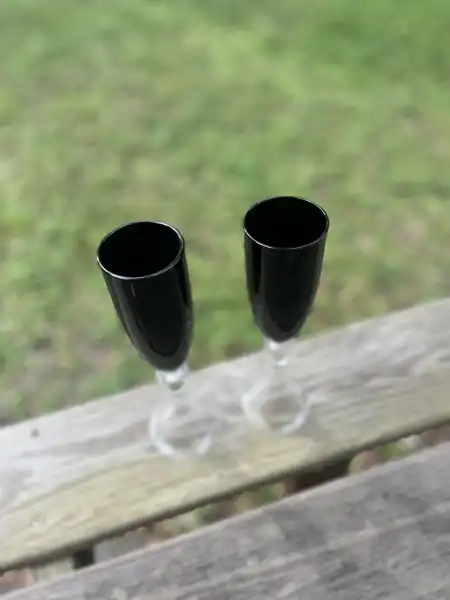 glassware rentals | The Tea Party Company blackr glass flutes