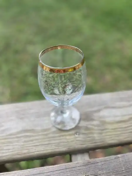 glassware rentals | The Tea Party Company gold rim water goblet