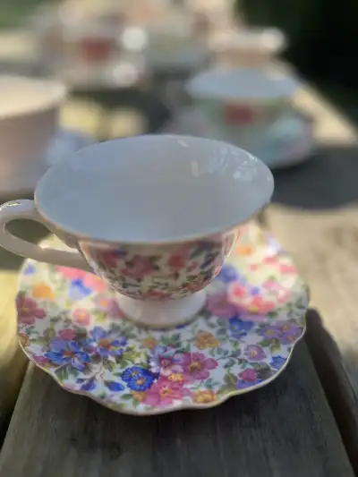 matching-tea-cups-and-saucers | The Tea Party Company Brights Colors Grace China Teacup and Saucer