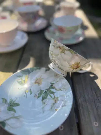 matching-tea-cups-and-saucers | The Tea Party Company Floral Design Teacups and Saucers
