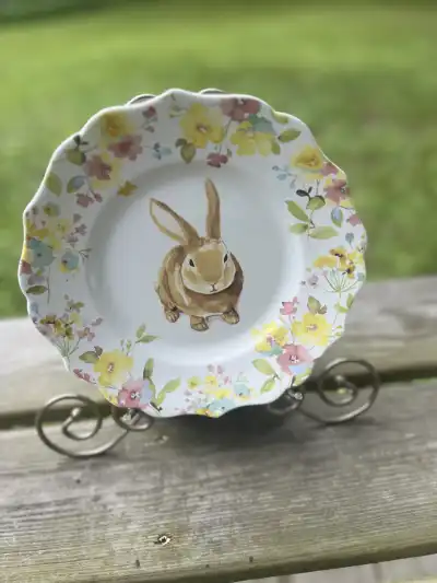 salad plates rentals | The Tea Party Company Grace's Polka Dot Bunny Salad Plate.