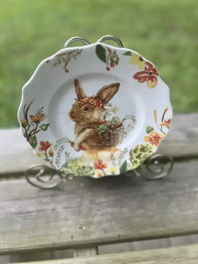 salad plates rentals | The Tea Party Company Lilly the Bunny Salad Plate – 8 5/8” Porcelain Spring Easter.