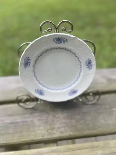 salad plates rentals | The Tea Party Company White and Blue Salad PlateTransferware Plate from England.