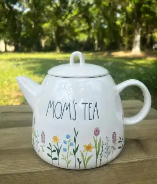 mothers-day-themed-parte-the-tea-party-company white ceramic teapot mom inscripted