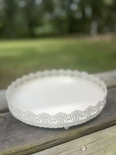 food stands rentals | The Tea Party Company off white metal laced motif food stand