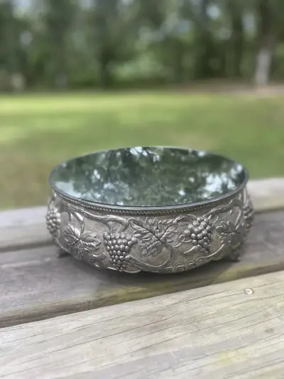food stands rentals | The Tea Party Company 12" Vintage Silver plated Mirrored Plateau Godinger | Ornate Footed Mirror Tray Display Grape Cake Pedestal Stand Holiday Table Centerpiece