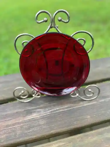 red glass dinner plate