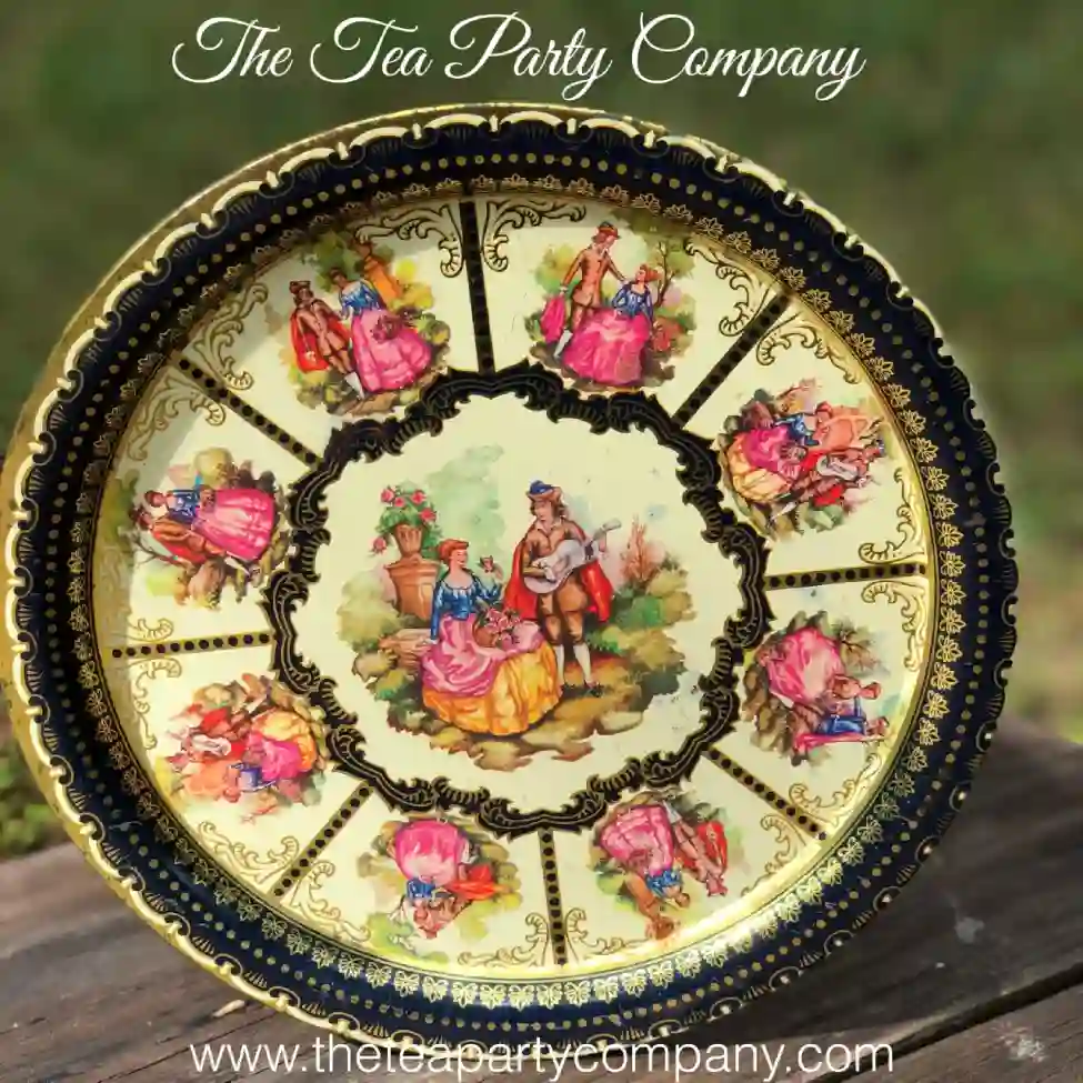 courting couples tin tray