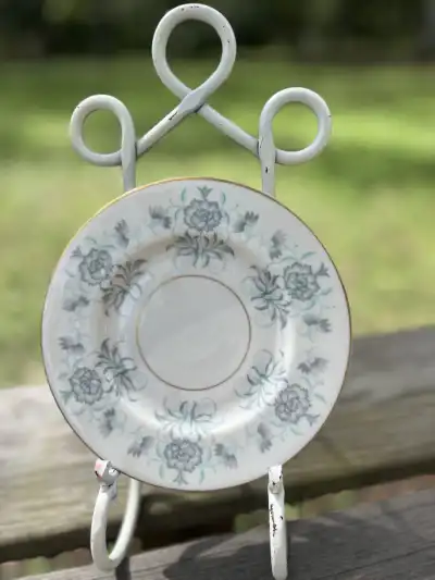 salad plates rentals | The Tea Party Company Salad Plate Standin on Metal Base