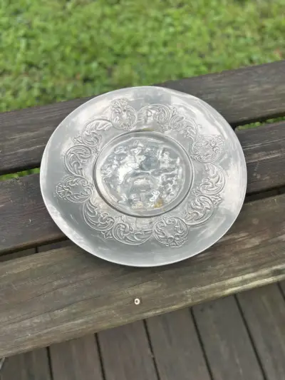 silver plated rentals | The Tea Party Company Round Pewter Tray no Handles.