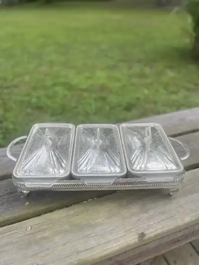 silver plated rentals | The Tea Party Company English Silver Plate Triple Casserole with Lids.