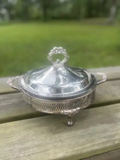 silver plated rentals | The Tea Party Company Buffet Server Silver Plate Food Warmer.