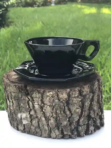 matching-tea-cups-and-saucers | The Tea Party Company black teacup and saucer