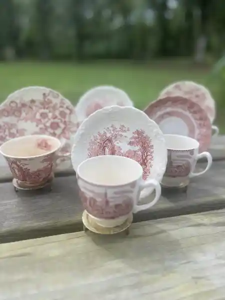 matching-tea-cups-and-saucers | The Tea Party Company teacup saucer matching red white collection the tea party company