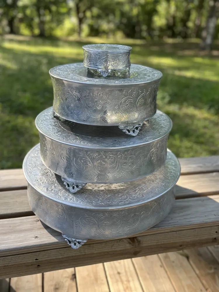 4 different sizes silver plated cake stands
